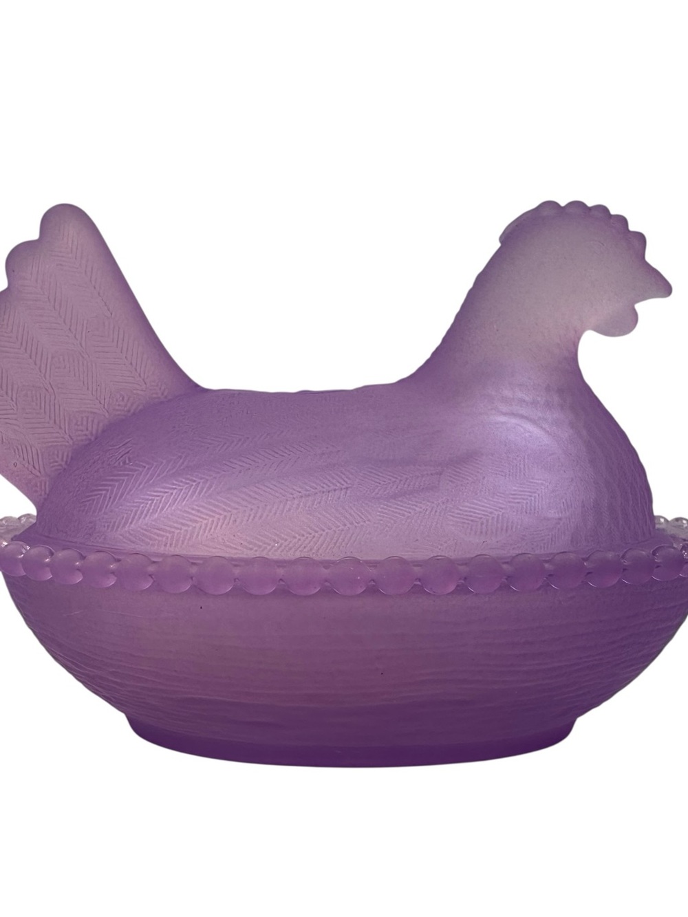 Rose’s Closet Purple Satin Glass Hen on Nest 3 1/2” tall 4 3/4” long New - Picture 4 of 9